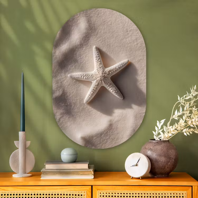 Muurovaal - Glas - Strand - Zeester - Zand - Beige — 2