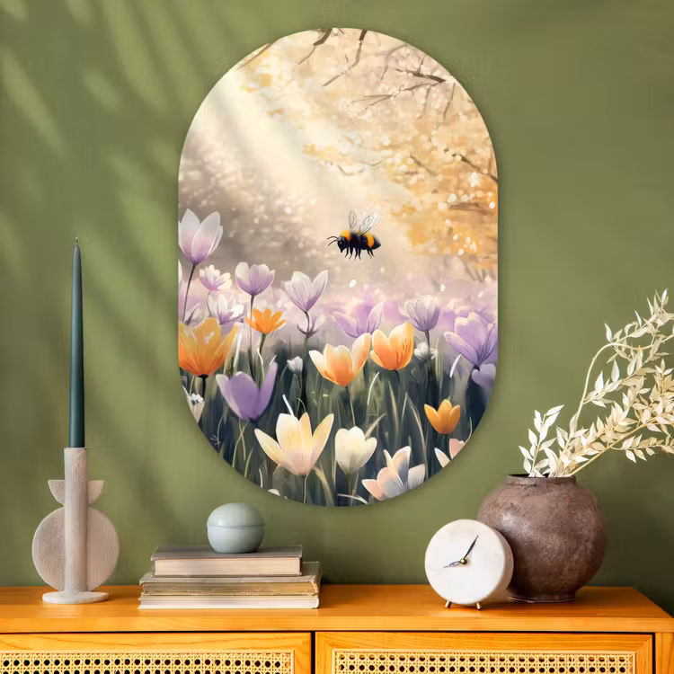 Muurovaal - Glas - Viooltjes - bij - Zonlicht — 2
