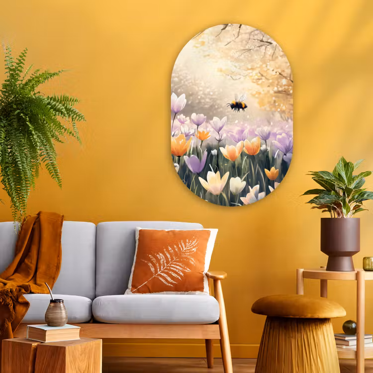 Muurovaal - Glas - Viooltjes - bij - Zonlicht — 3