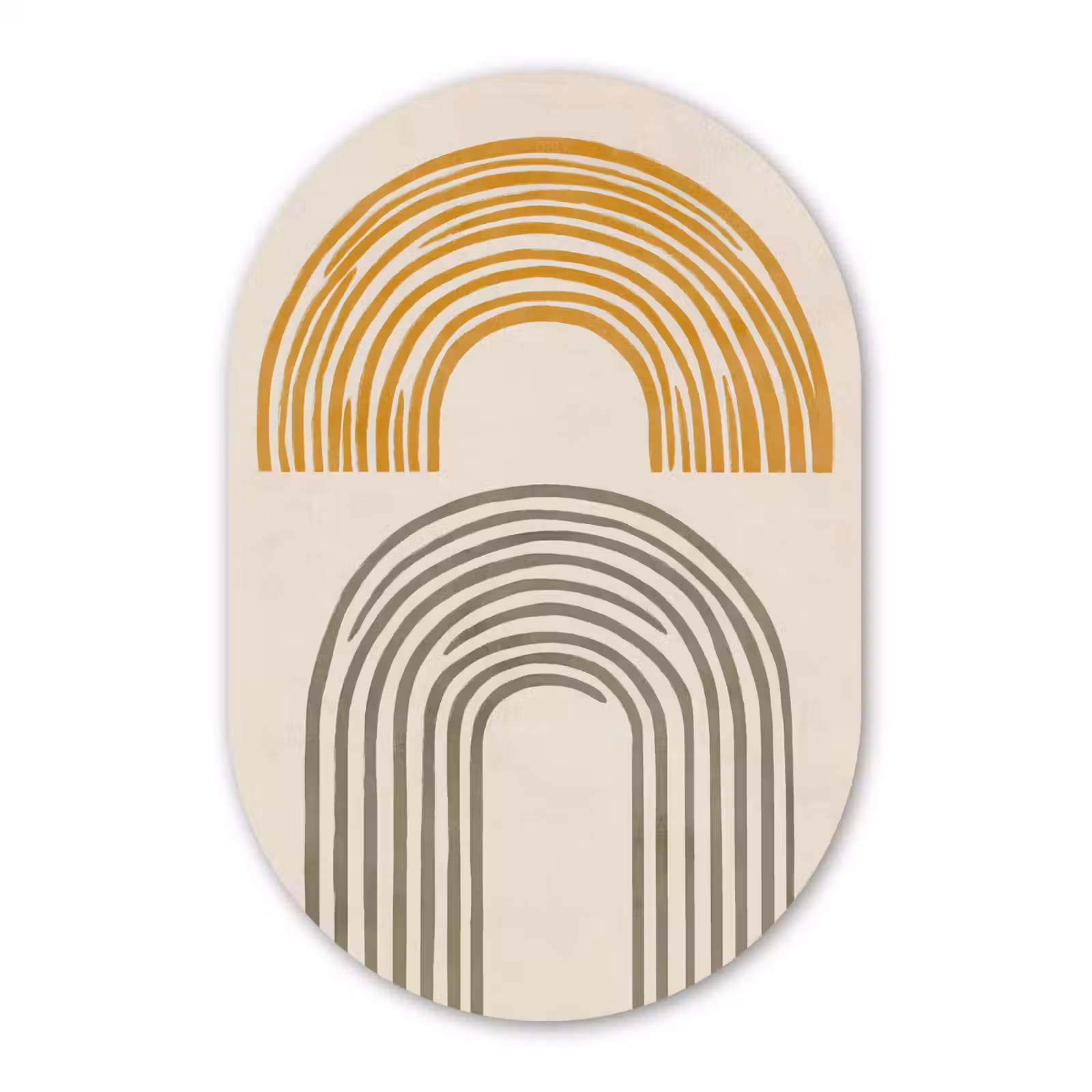 Muurovaal - Glas - Bogen - Lijnen - Oranje - Minimalistisch — 1