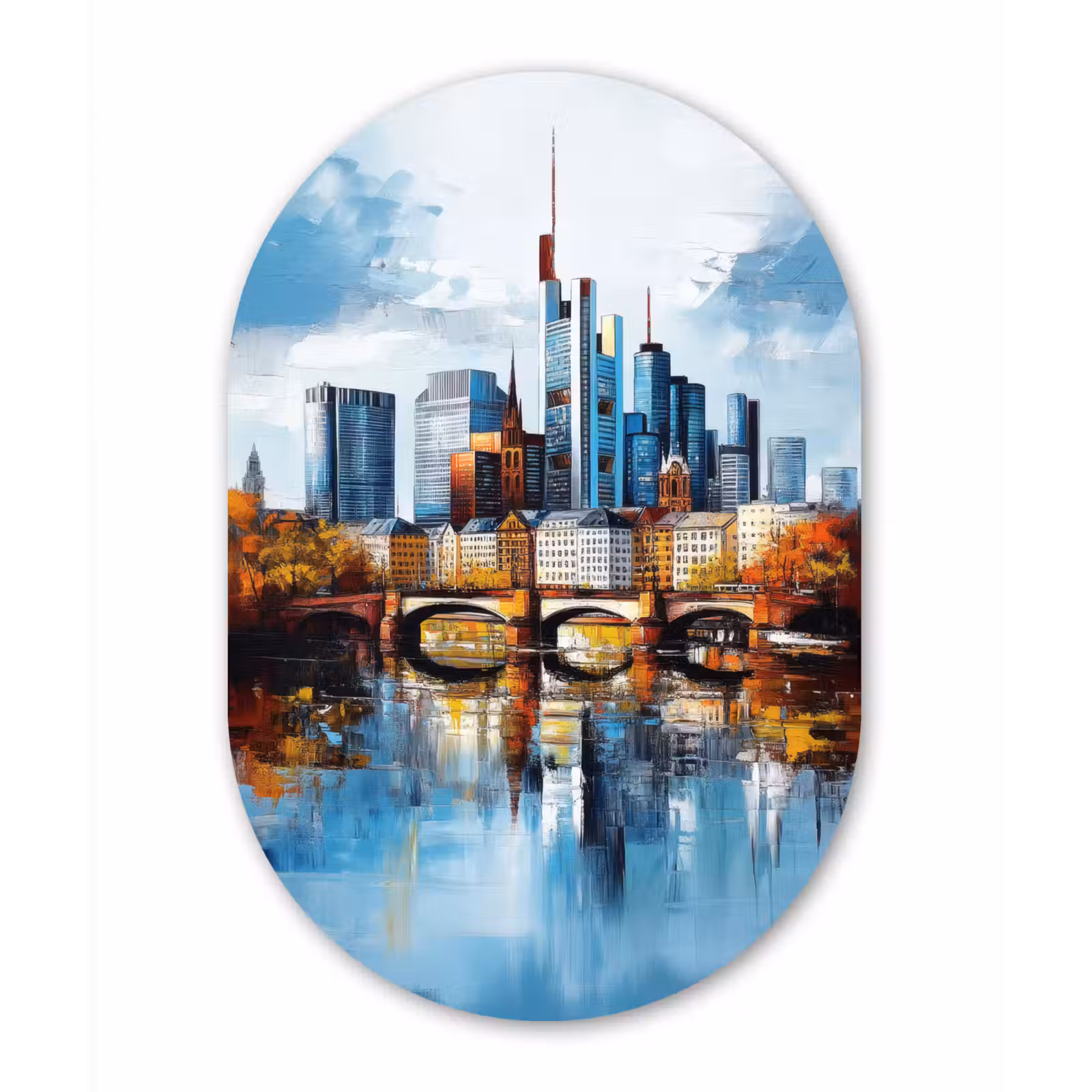 Muurovaal - Glas - Bomen Frankfurt- Stad - Skyline - Brug — 1