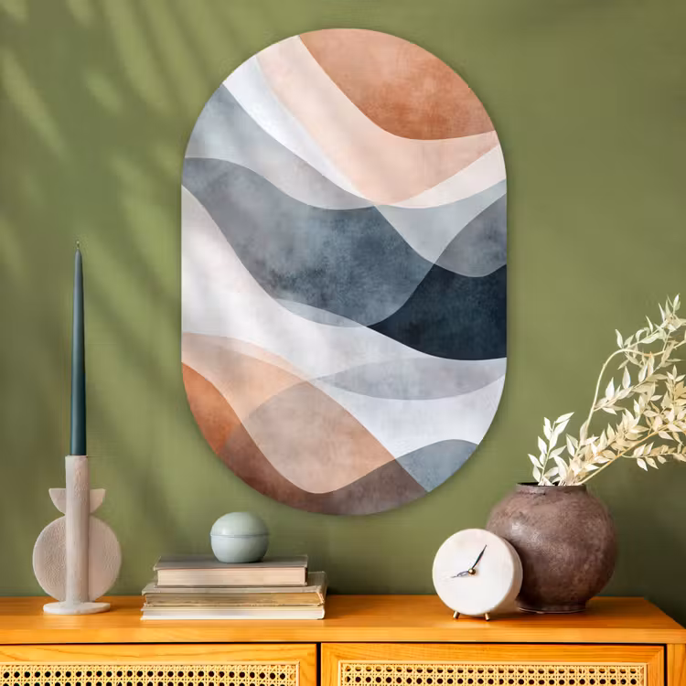 Muurovaal - Glas - Abstract - Golven - Blauw — 2