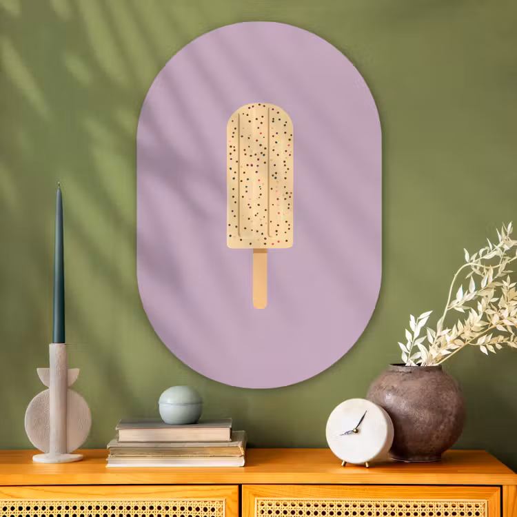 Muurovaal - Glas - Beige - Ijsje - Spikkels — 2