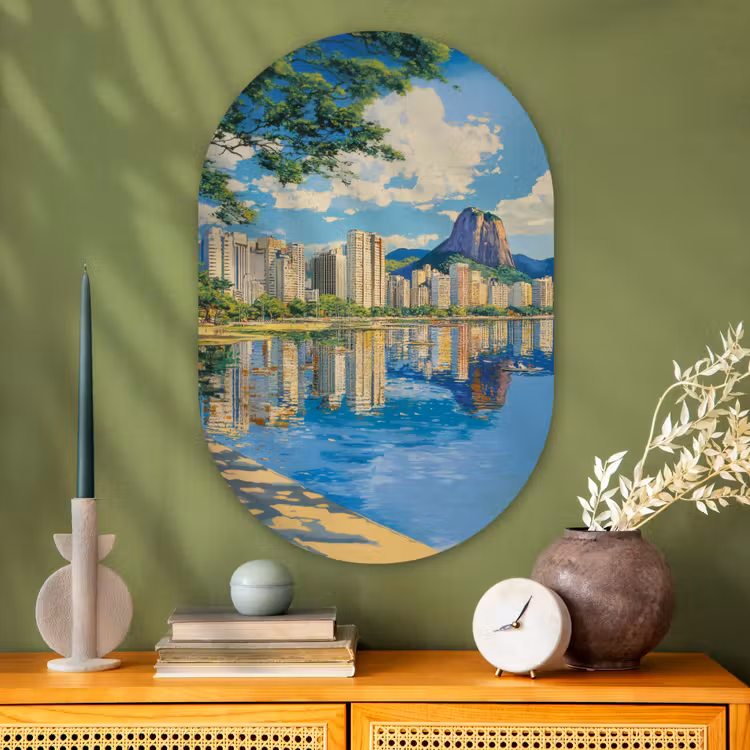 Muurovaal - Glas - Berg - Skyline - Strand - Water — 2