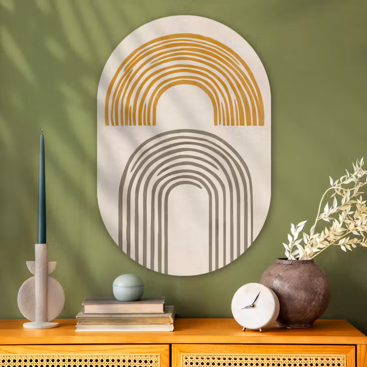 Muurovaal - Glas - Bogen - Lijnen - Oranje - Minimalistisch — 2