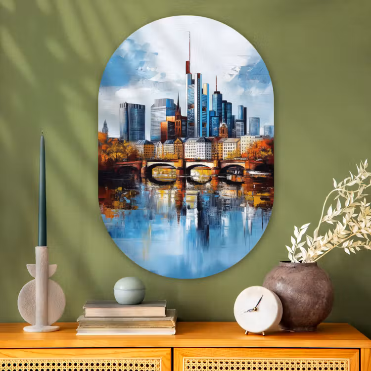 Muurovaal - Glas - Bomen Frankfurt- Stad - Skyline - Brug — 2