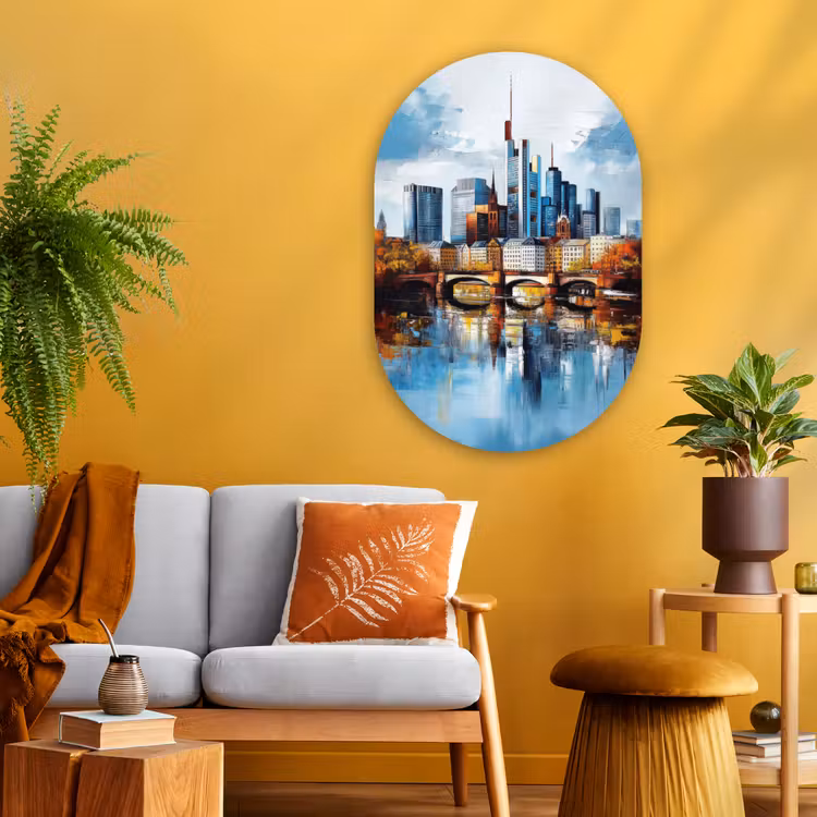 Muurovaal - Glas - Bomen Frankfurt- Stad - Skyline - Brug — 3