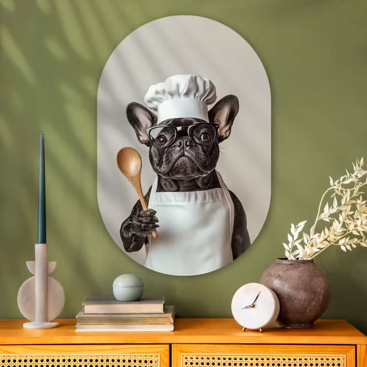 Muurovaal - Glas - Bril - Hond - Kok — 2