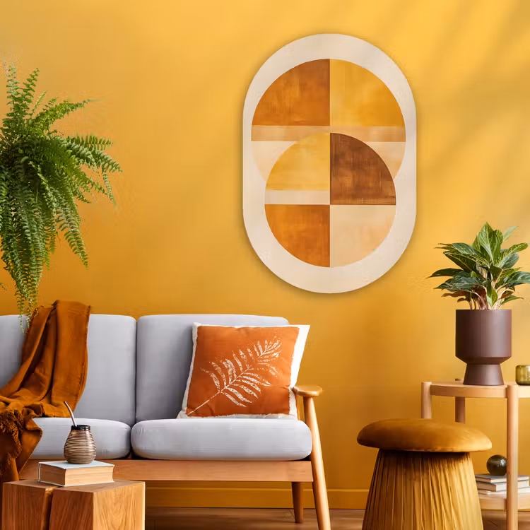 Muurovaal - Glas - Cirkels - Geel - Minimalistisch — 3