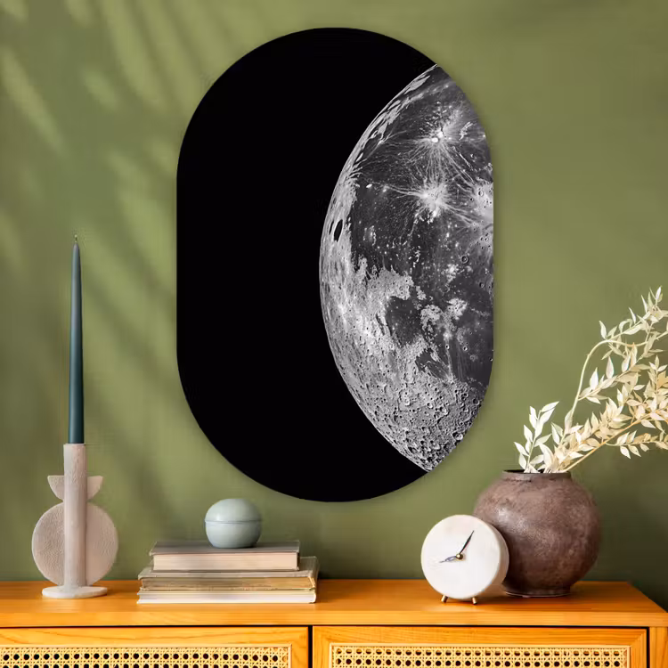 Muurovaal - Glas - Close-up - Maan - Wit - Textuur — 2
