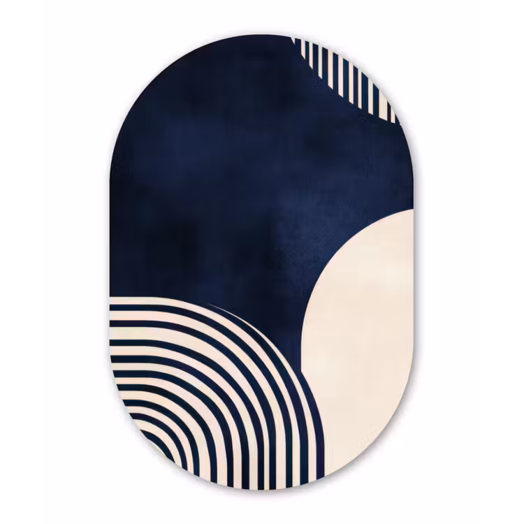 Muurovaal - Glas - Donkerblauw - Abstract - Lijnen — 1