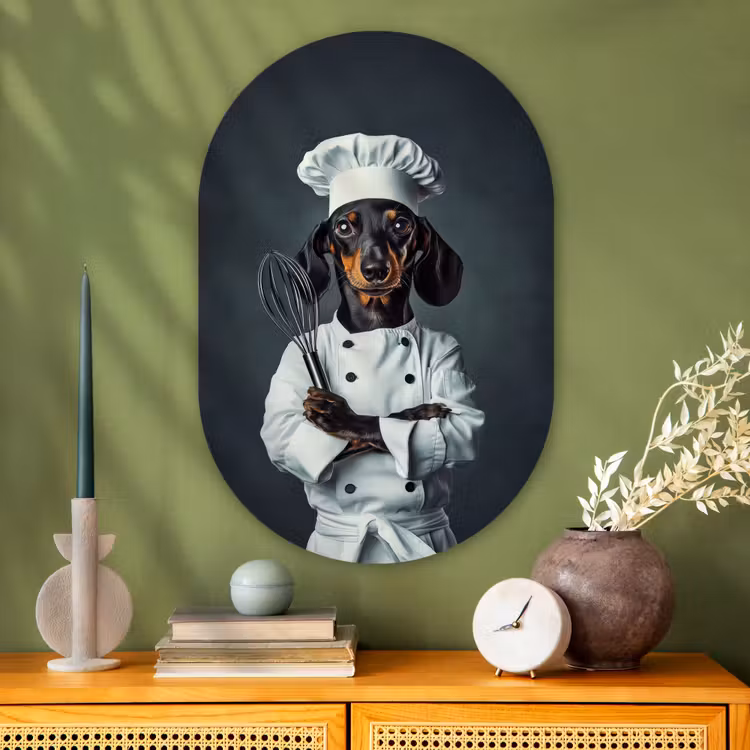 Muurovaal - Glas - Hond - Garde - Kok — 2