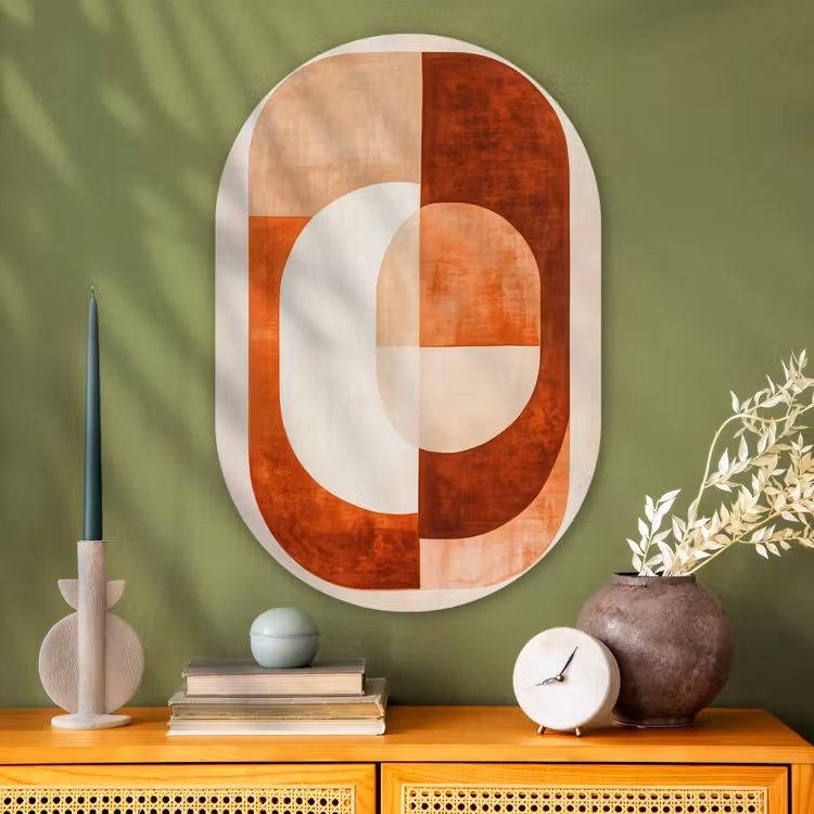 Muurovaal - Glas - Illustratie - Abstract - Vormen - Rood — 2