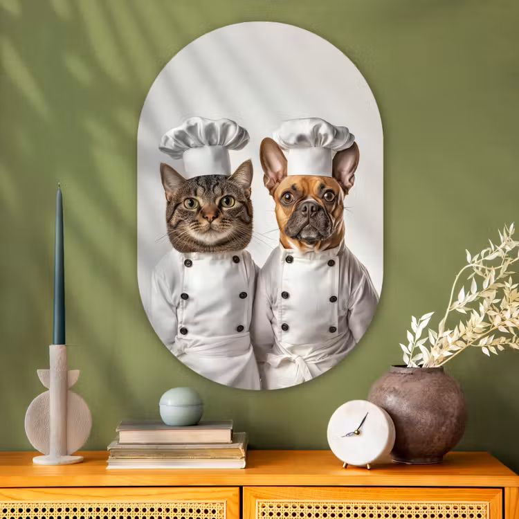 Muurovaal - Glas - Kat - Hond - Kokskleding — 2