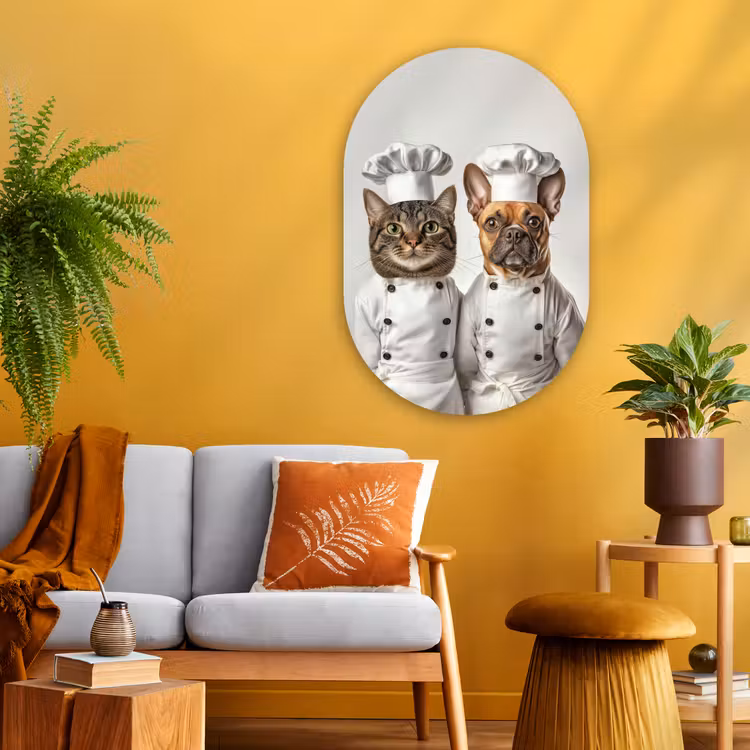 Muurovaal - Glas - Kat - Hond - Kokskleding — 3