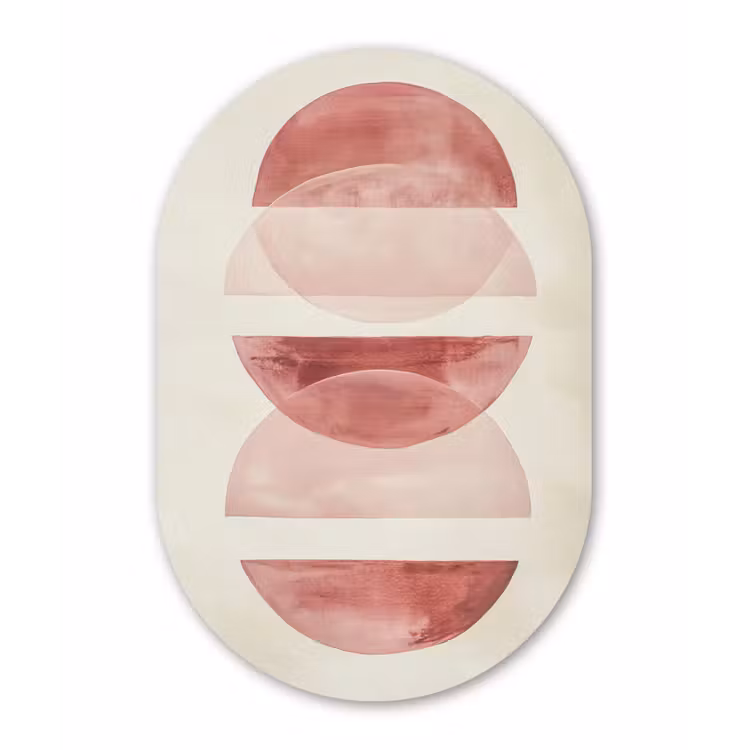 Muurovaal - Glas - Minimalistisch - Cirkels - Roze — 1