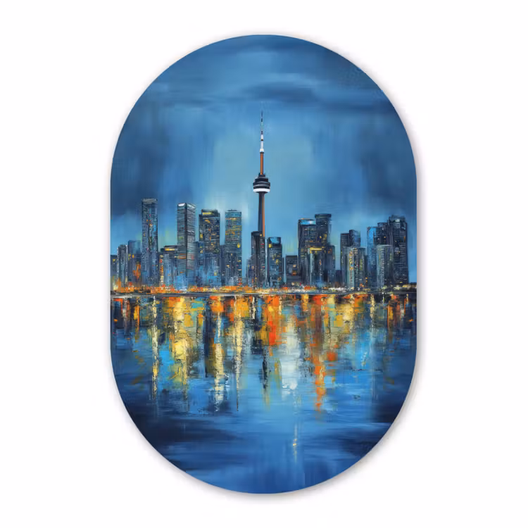Muurovaal - Glas - Skyline Toronto - Water - Stadslichten - Toren — 1