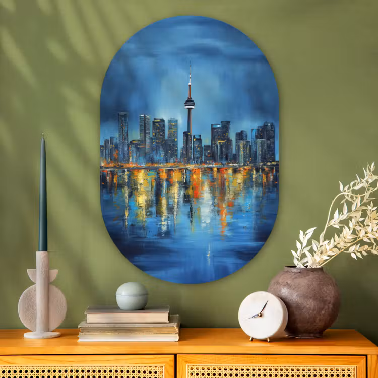 Muurovaal - Glas - Skyline Toronto - Water - Stadslichten - Toren — 2