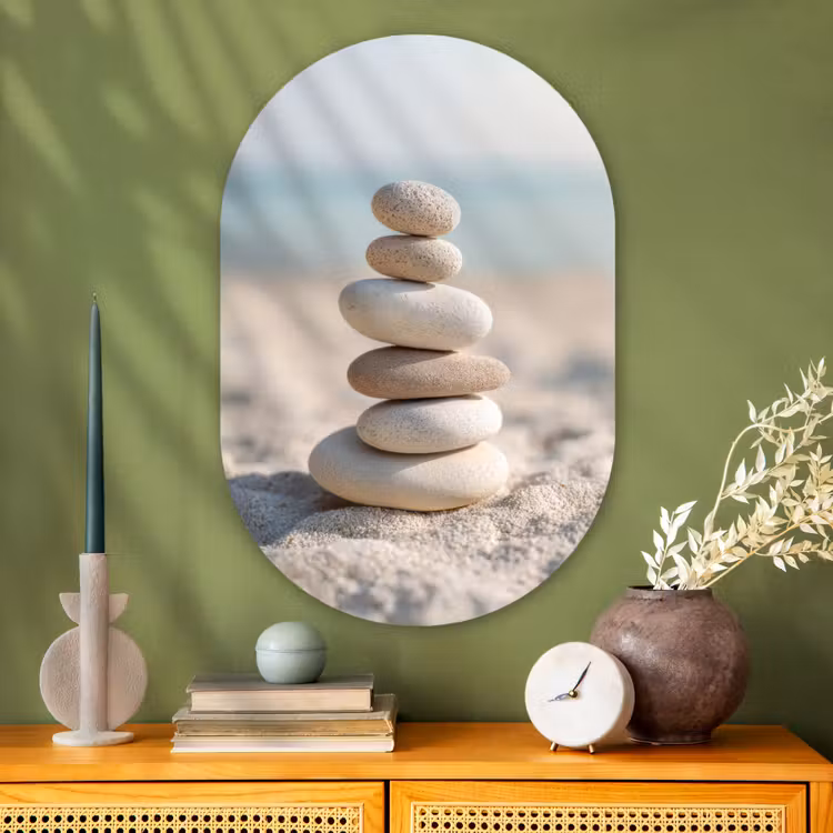 Muurovaal - Glas - Stenen - Stapel - Zand - Zee — 2