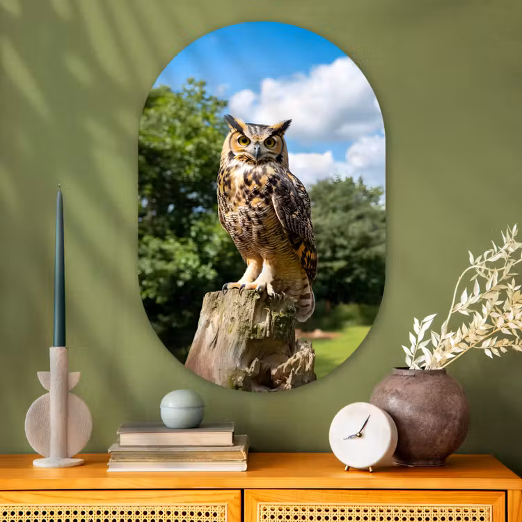 Muurovaal - Glas - Uil - Boomstronk - Bos - Lucht — 2