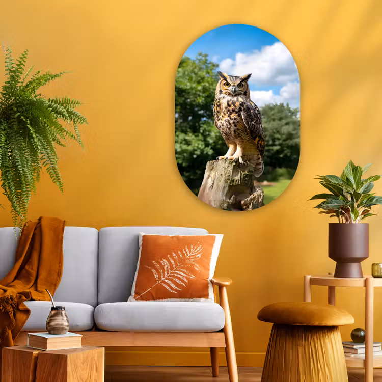 Muurovaal - Glas - Uil - Boomstronk - Bos - Lucht — 3
