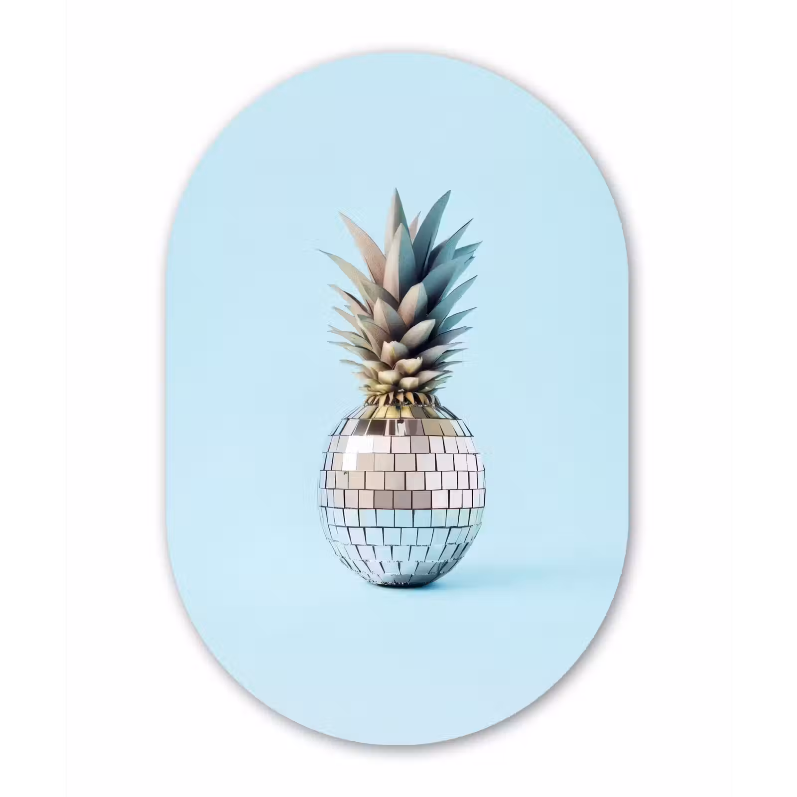 Muurovaal - Glas - Blauw - Ananas - Disco - Discobal — 1