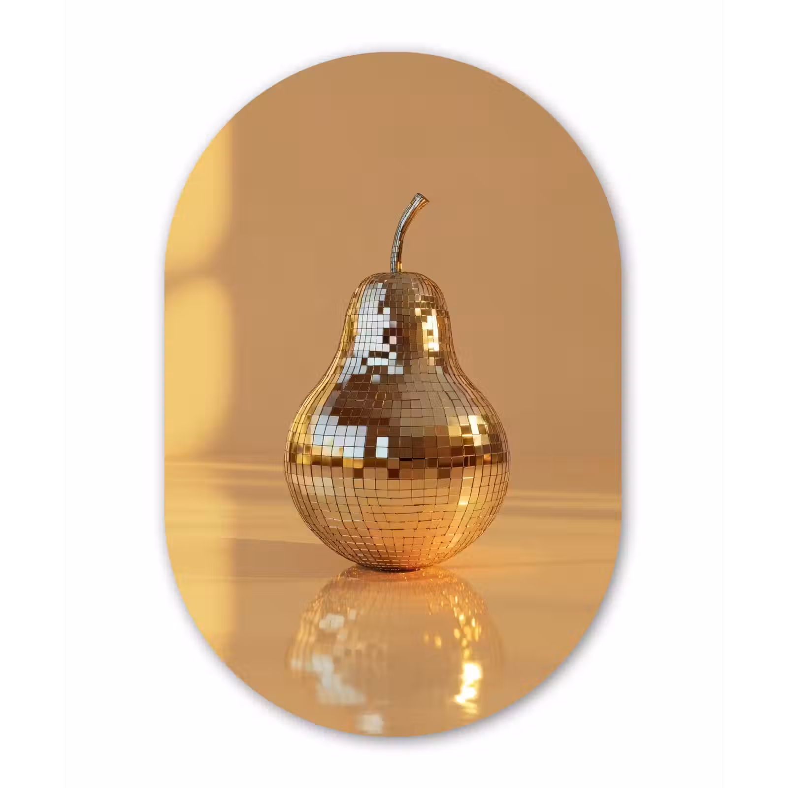 Muurovaal - Glas - Goud - Disco - Glitter - Peer — 1