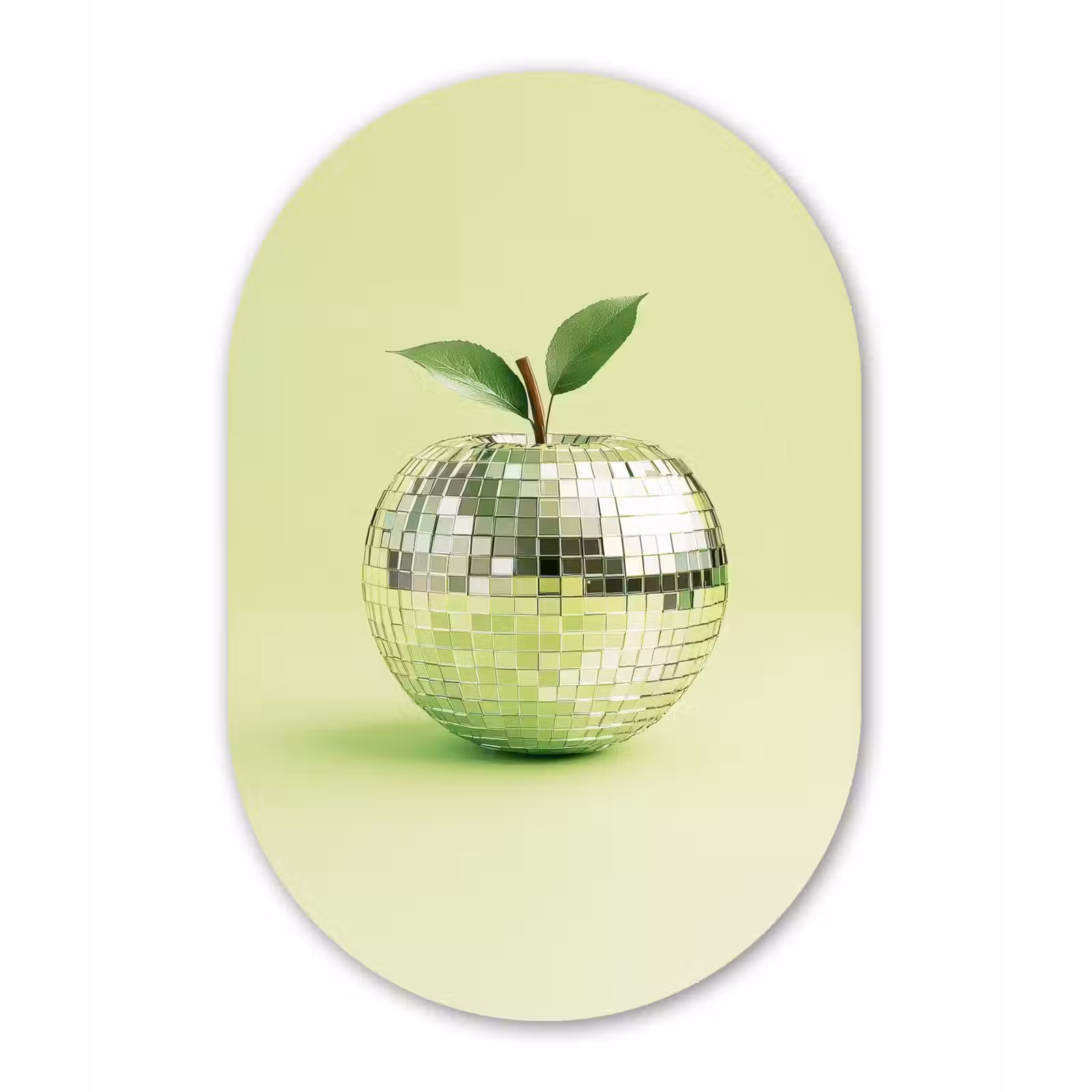 Muurovaal - Glas - Groen - Disco - Decoratie - Appel — 1