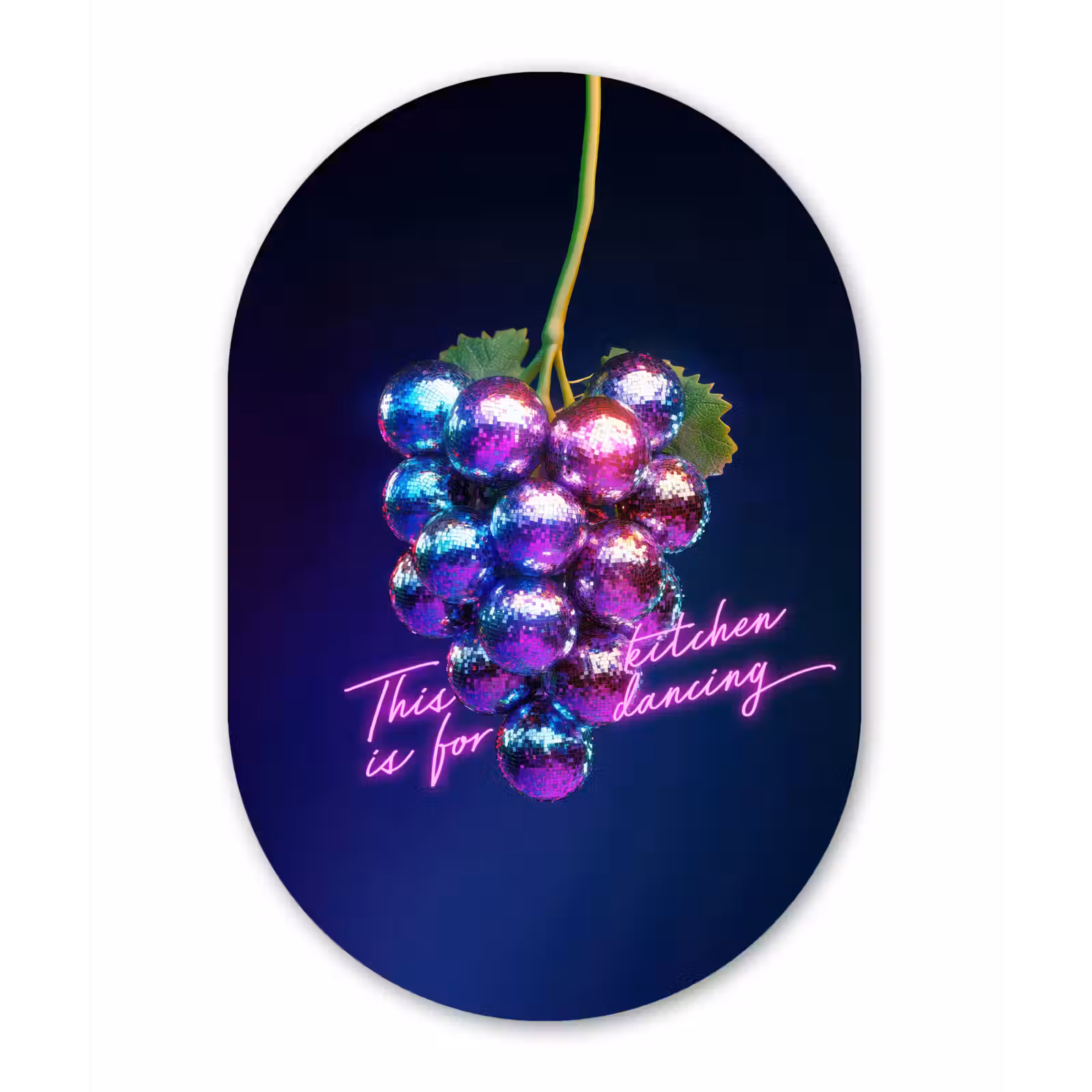 Muurovaal - Glas - Quote - Neon - Disco - Druiven — 1