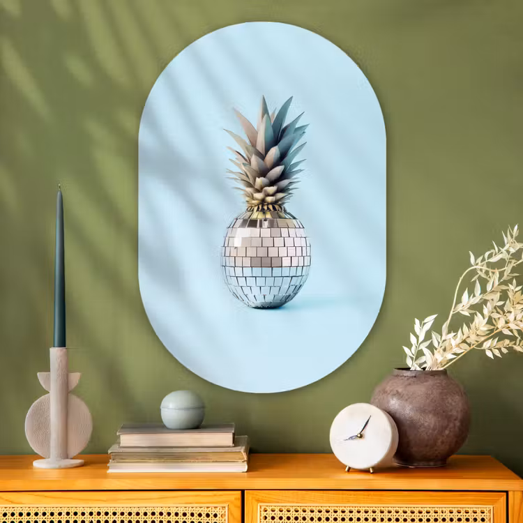 Muurovaal - Glas - Blauw - Ananas - Disco - Discobal — 2