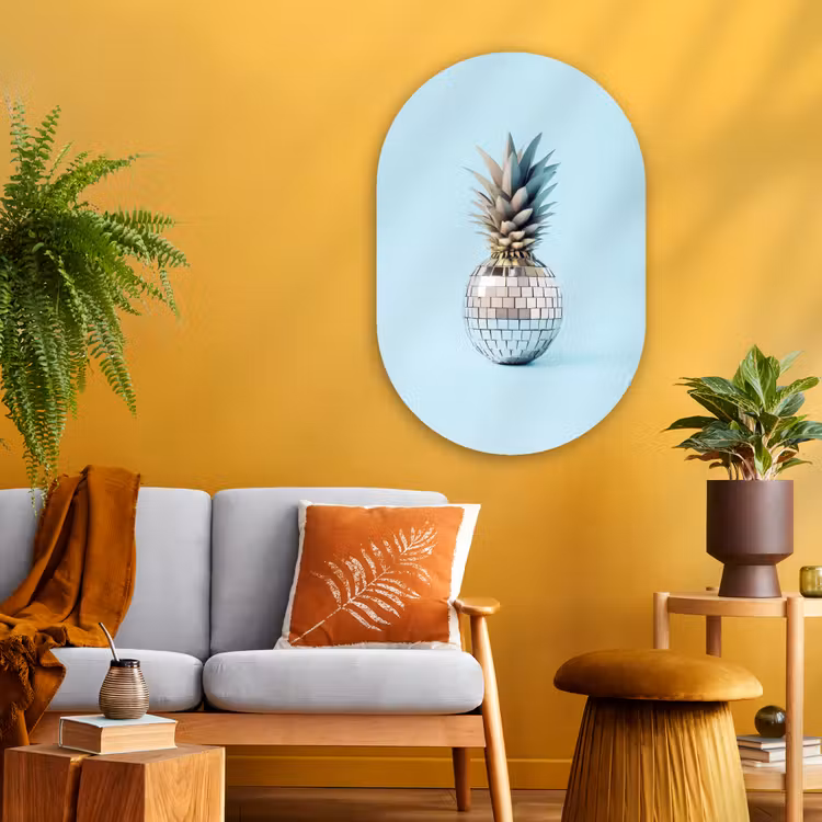 Muurovaal - Glas - Blauw - Ananas - Disco - Discobal — 3