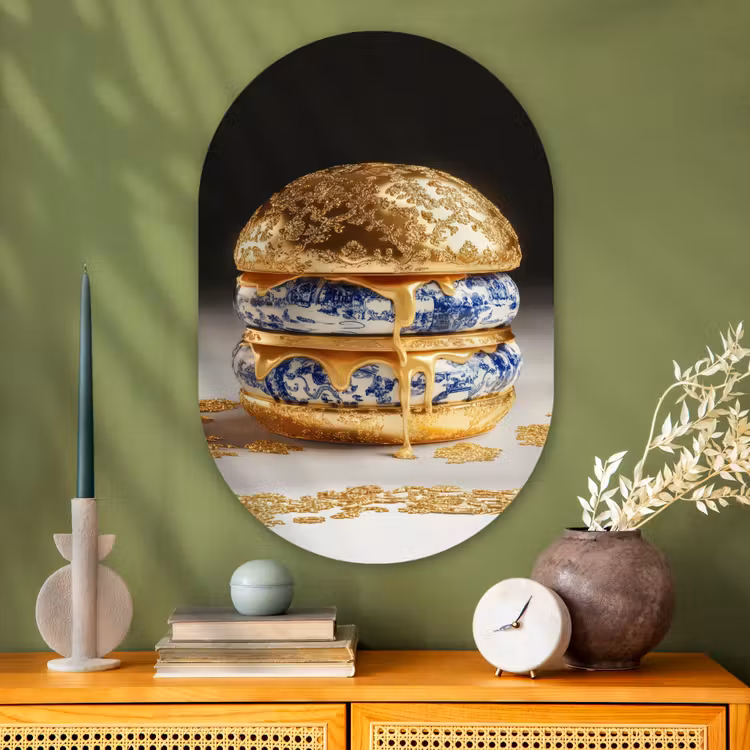 Muurovaal - Glas - Delftsblauw - Goud - Burger — 2