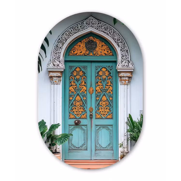 Muurovaal - Glas - Deur - Patronen - Planten — 1