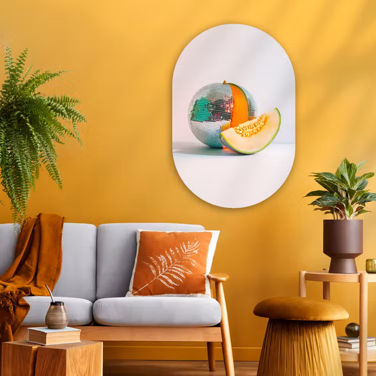 Muurovaal - Glas - Disco - Discobal - Meloen - Pastel — 3