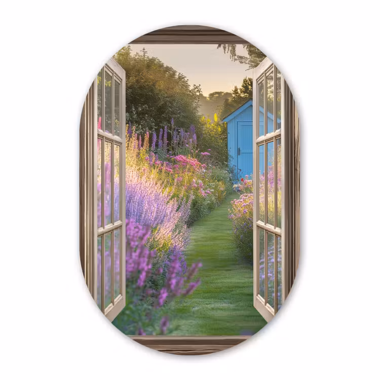 Muurovaal - Glas - Doorkijk - Bloemen - Raam - Natuur — 1