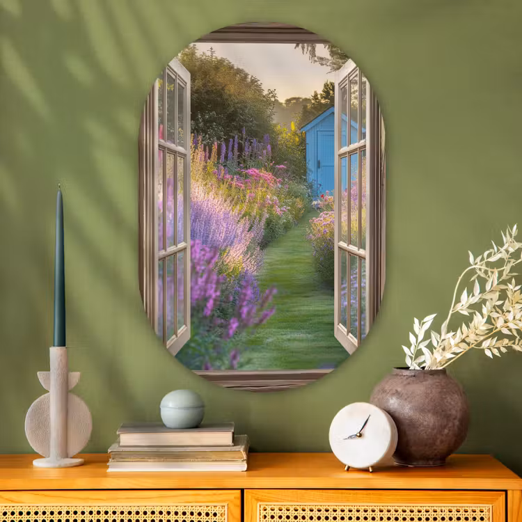 Muurovaal - Glas - Doorkijk - Bloemen - Raam - Natuur — 2