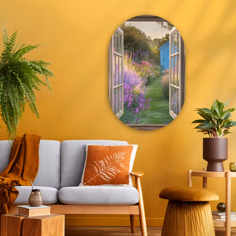 Muurovaal - Glas - Doorkijk - Bloemen - Raam - Natuur — 3