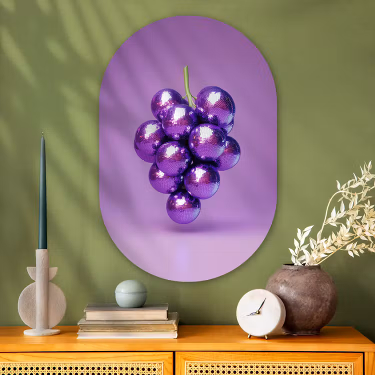 Muurovaal - Glas - Druif - Disco - Glitter - Paars — 2
