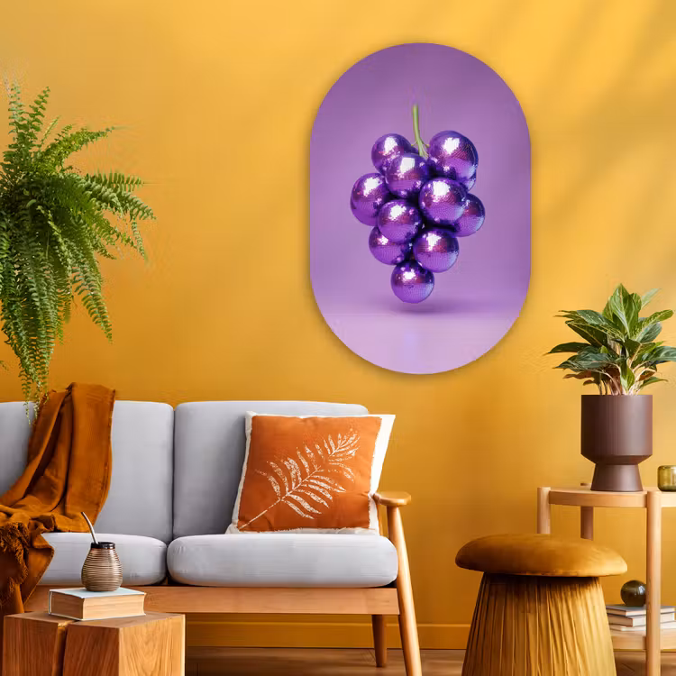 Muurovaal - Glas - Druif - Disco - Glitter - Paars — 3