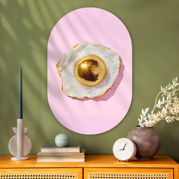 Muurovaal - Glas - Ei - Disco - Ontbijt - Glitter — 2