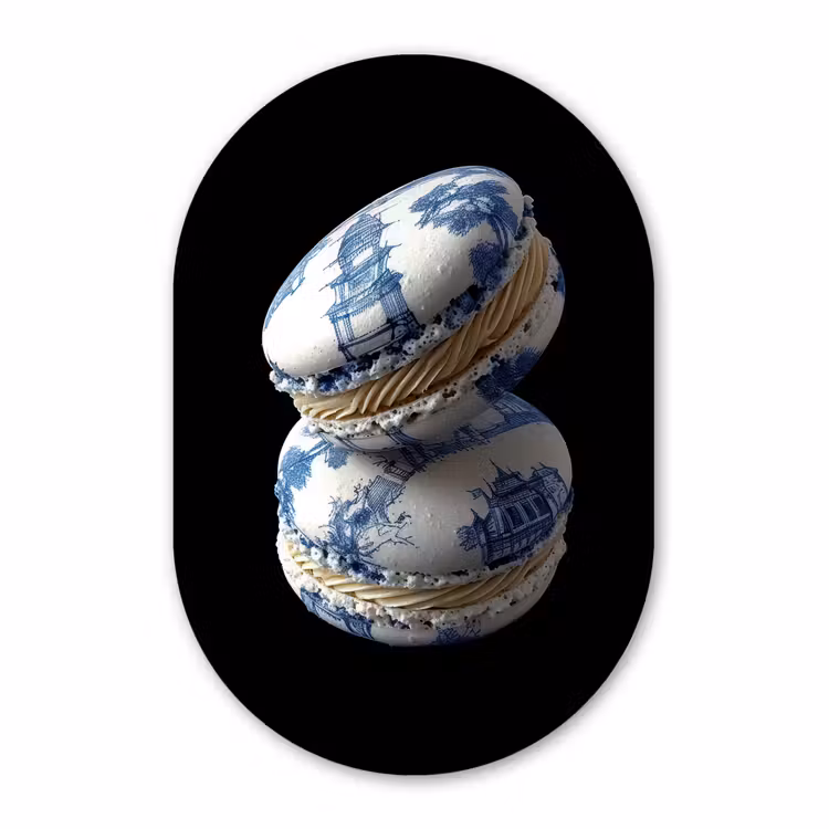 Muurovaal - Glas - Eten - Macarons - Delfts blauw - Koekjes — 1