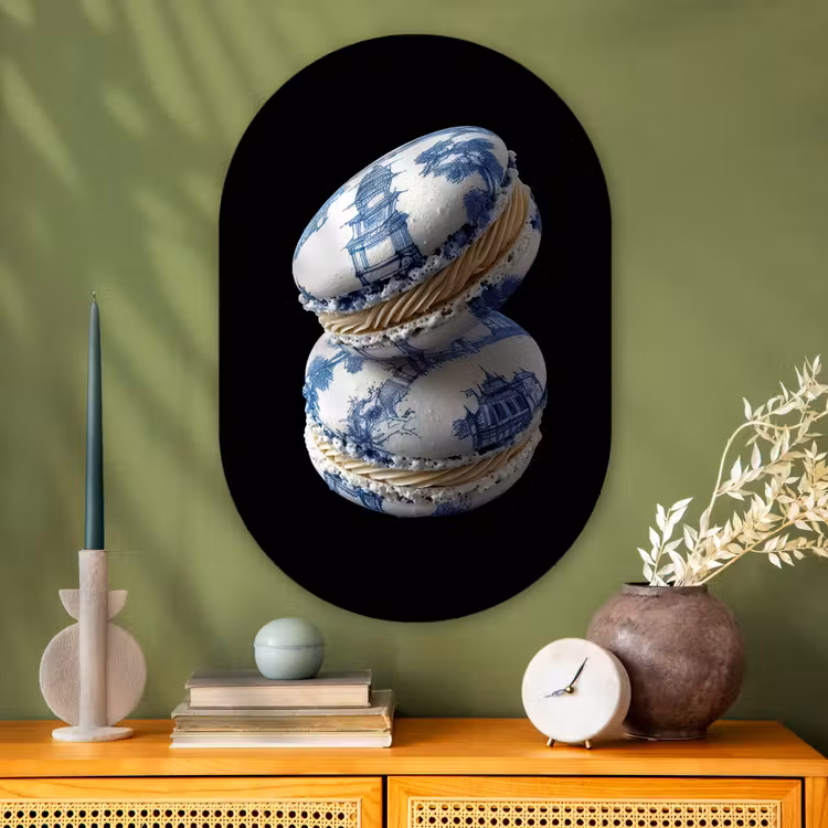 Muurovaal - Glas - Eten - Macarons - Delfts blauw - Koekjes — 2