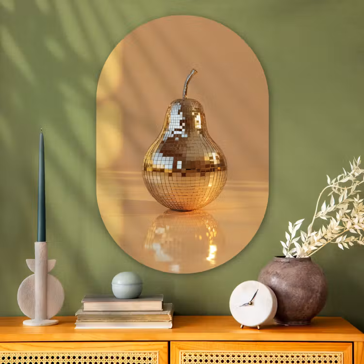 Muurovaal - Glas - Goud - Disco - Glitter - Peer — 2