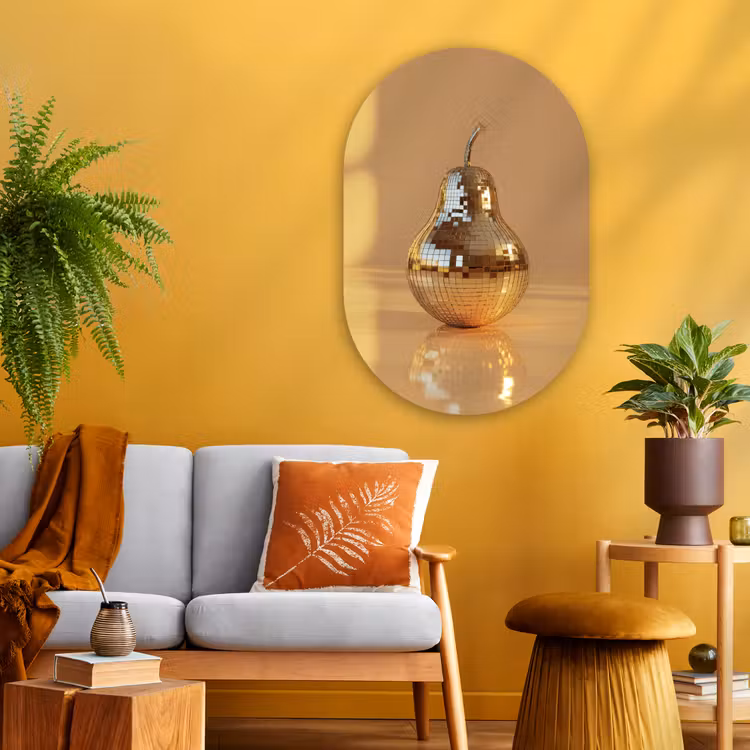 Muurovaal - Glas - Goud - Disco - Glitter - Peer — 3