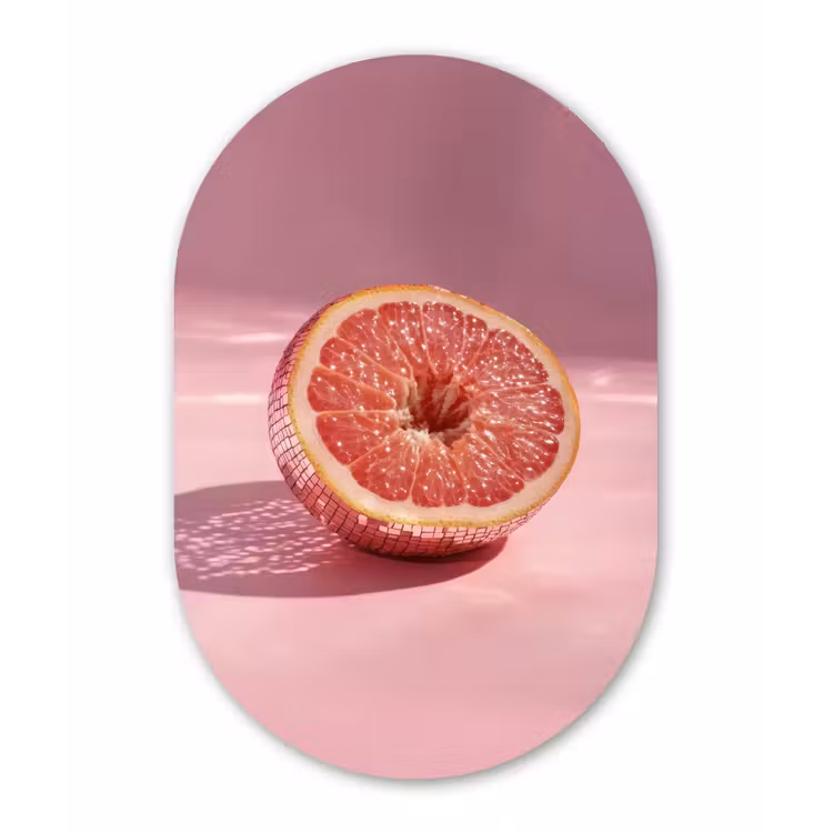 Muurovaal - Glas - Grapefruit - Roze - Disco - Shiny — 1