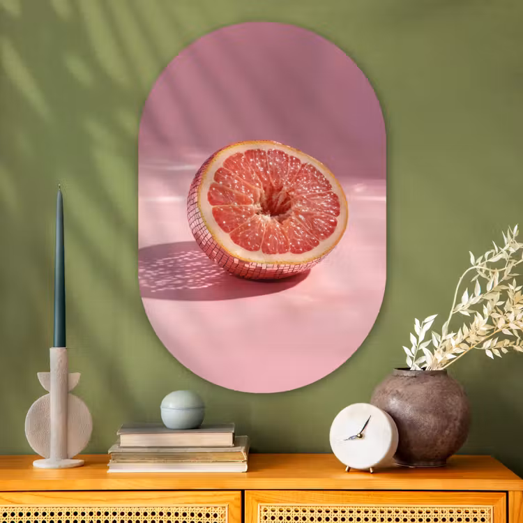 Muurovaal - Glas - Grapefruit - Roze - Disco - Shiny — 2