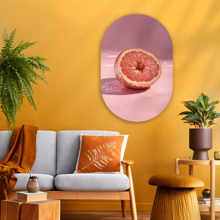 Muurovaal - Glas - Grapefruit - Roze - Disco - Shiny — 3