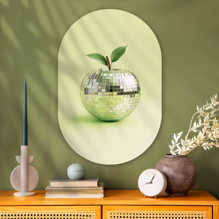 Muurovaal - Glas - Groen - Disco - Decoratie - Appel — 2