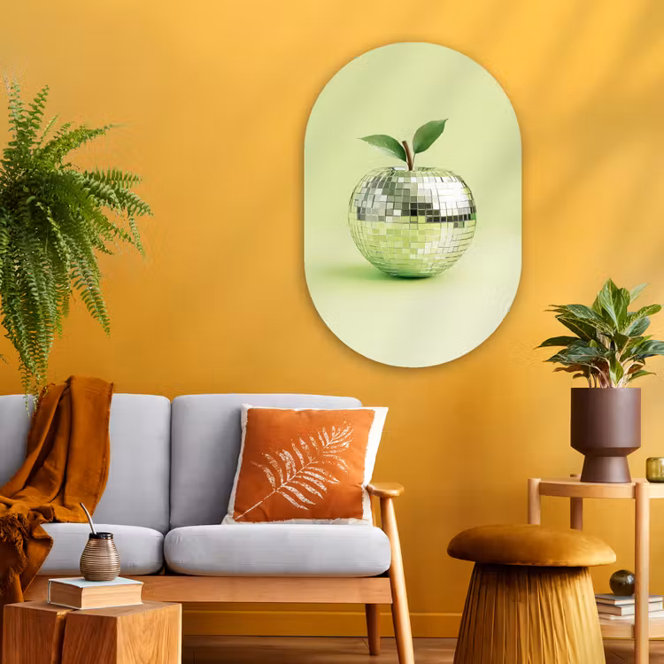 Muurovaal - Glas - Groen - Disco - Decoratie - Appel — 3