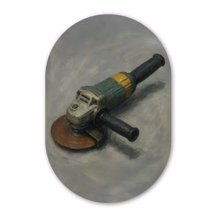 Muurovaal - Glas - Haakse slijper - Schilderij - Gereedschap — 1
